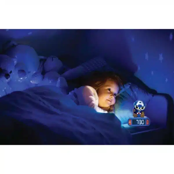 Lexibook RL800AV1 3D Captain America Childrens Clock with Night Light - Image 2