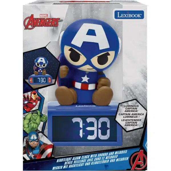 Lexibook RL800AV1 3D Captain America Childrens Clock with Night Light - Image 3