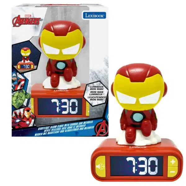 Lexibook RL800AV2 3D Iron Man Childrens Clock with Night Light - Image 2