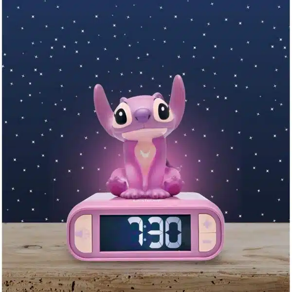 Lexibook RL800D1 3D Disney Stitch Angel Childrens Clock with Night Light - Image 2