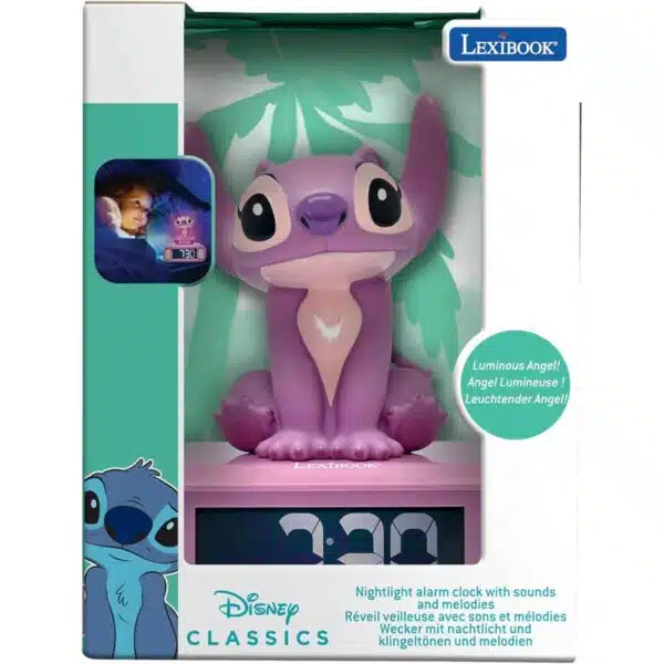 Lexibook RL800D1 3D Disney Stitch Angel Childrens Clock with Night Light - Image 5